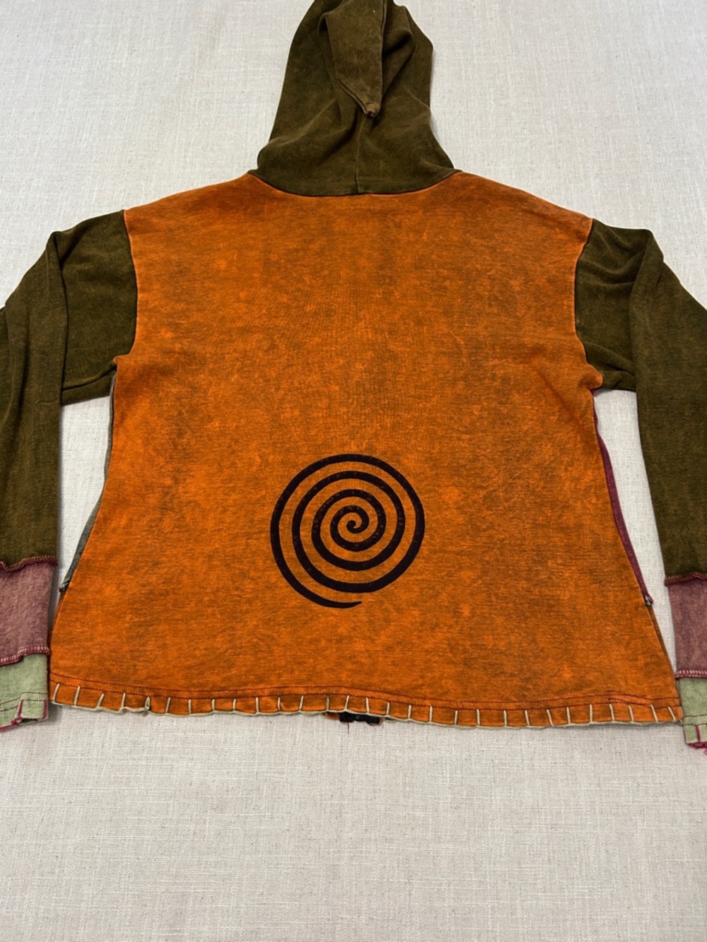 Vintage Y2K Bohemian Hoodie Patchwork Festival Witchy Elfin Embroidered - Picture 12 of 16